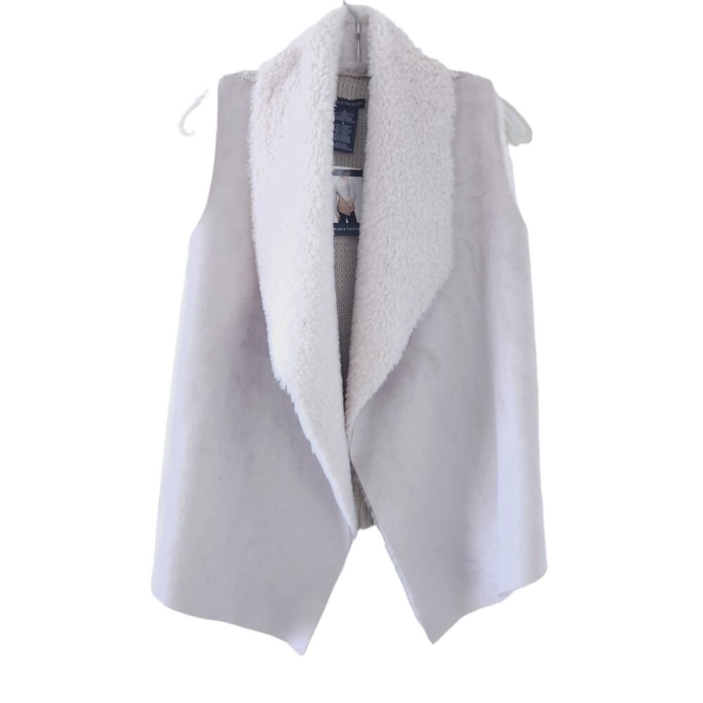 NEW Chelsea & Theodore Vest Cream Microsuede, Sherpa, Sweater Sleeveless Vest